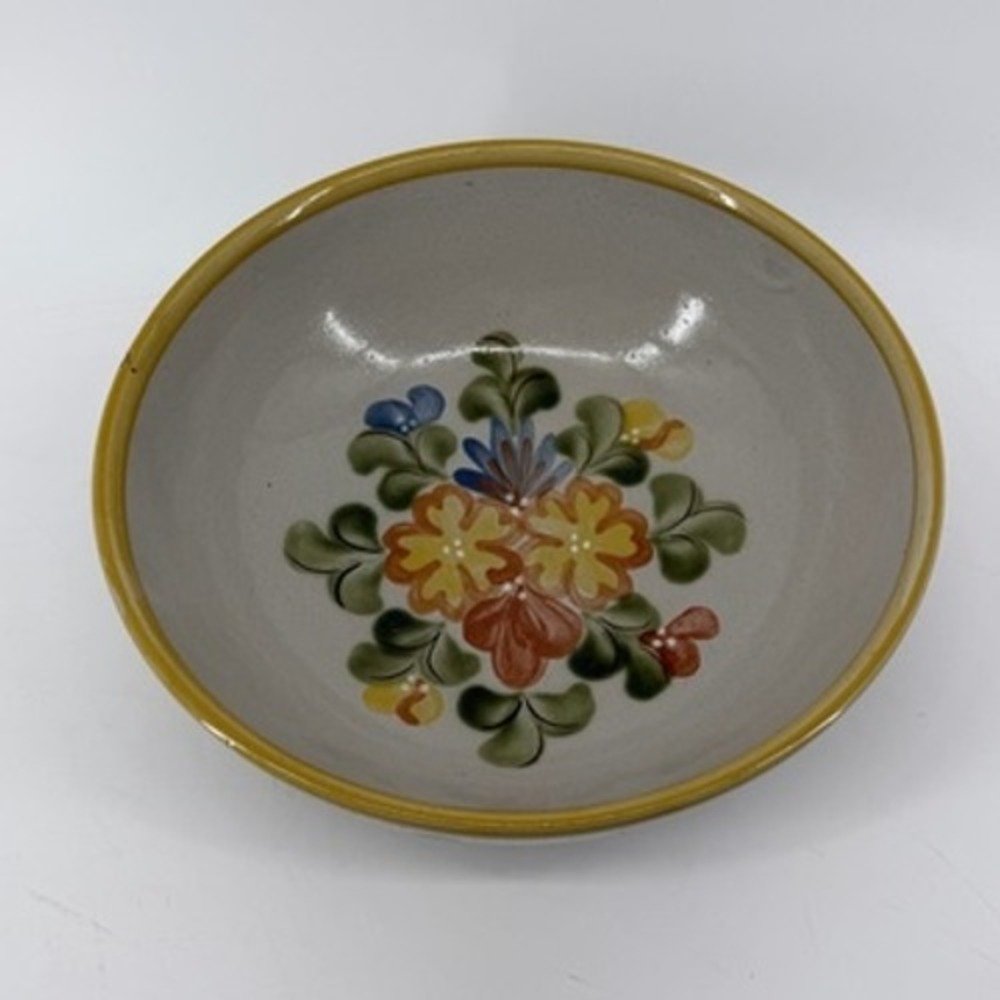 Louisville Stoneware Kentucky Hand Painted Floral Serving Bowl 10.75 Inch